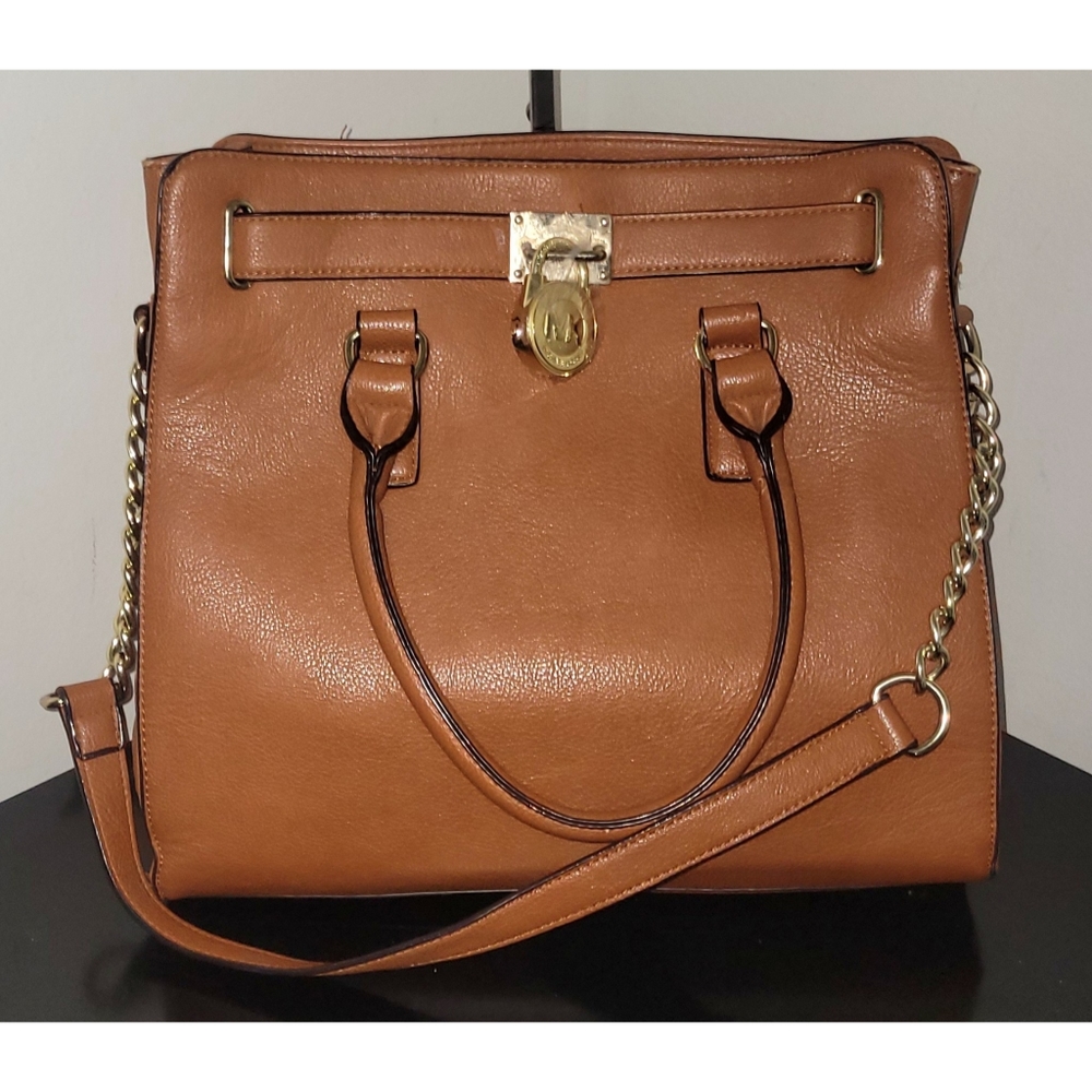 Michael Kors Color Luggage Leather Hamilton Tote Crossbody Bag - Ivy